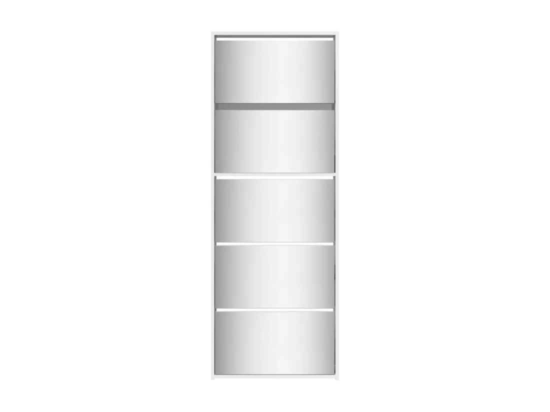 Armoire à chaussures 5 portes rabattables avec miroir Ranka H 170cm – Design moderne et élégant-Couleur Blanc brillant