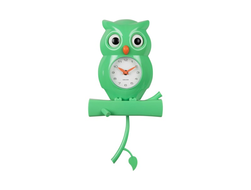 Wall Clock Owl Pendulum KA5965BB Bright blue