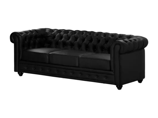 Canapé 3 places et fauteuil CHESTERFIELD - Simili Noir