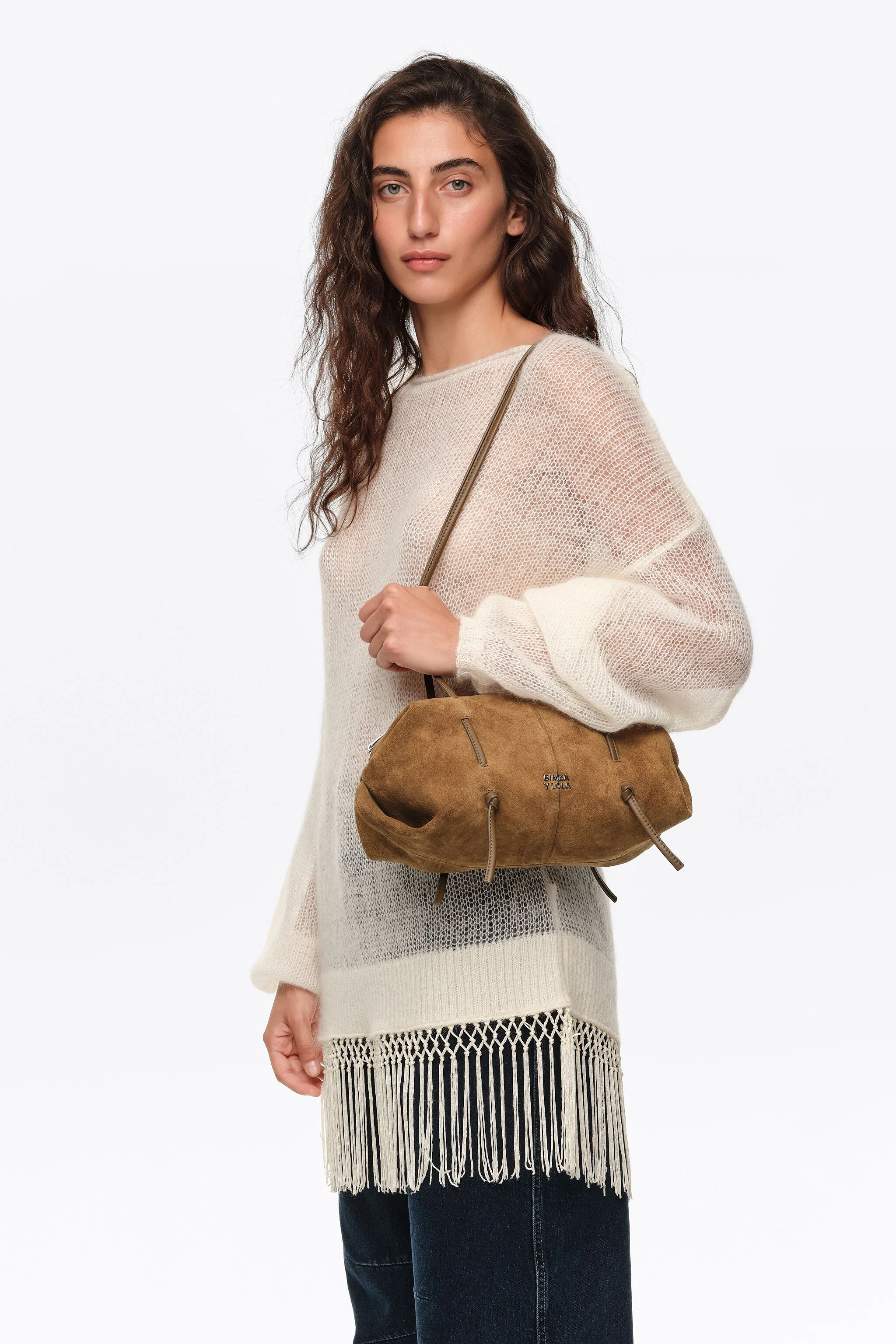 Bolsa Lolita de camurça verde-oliva