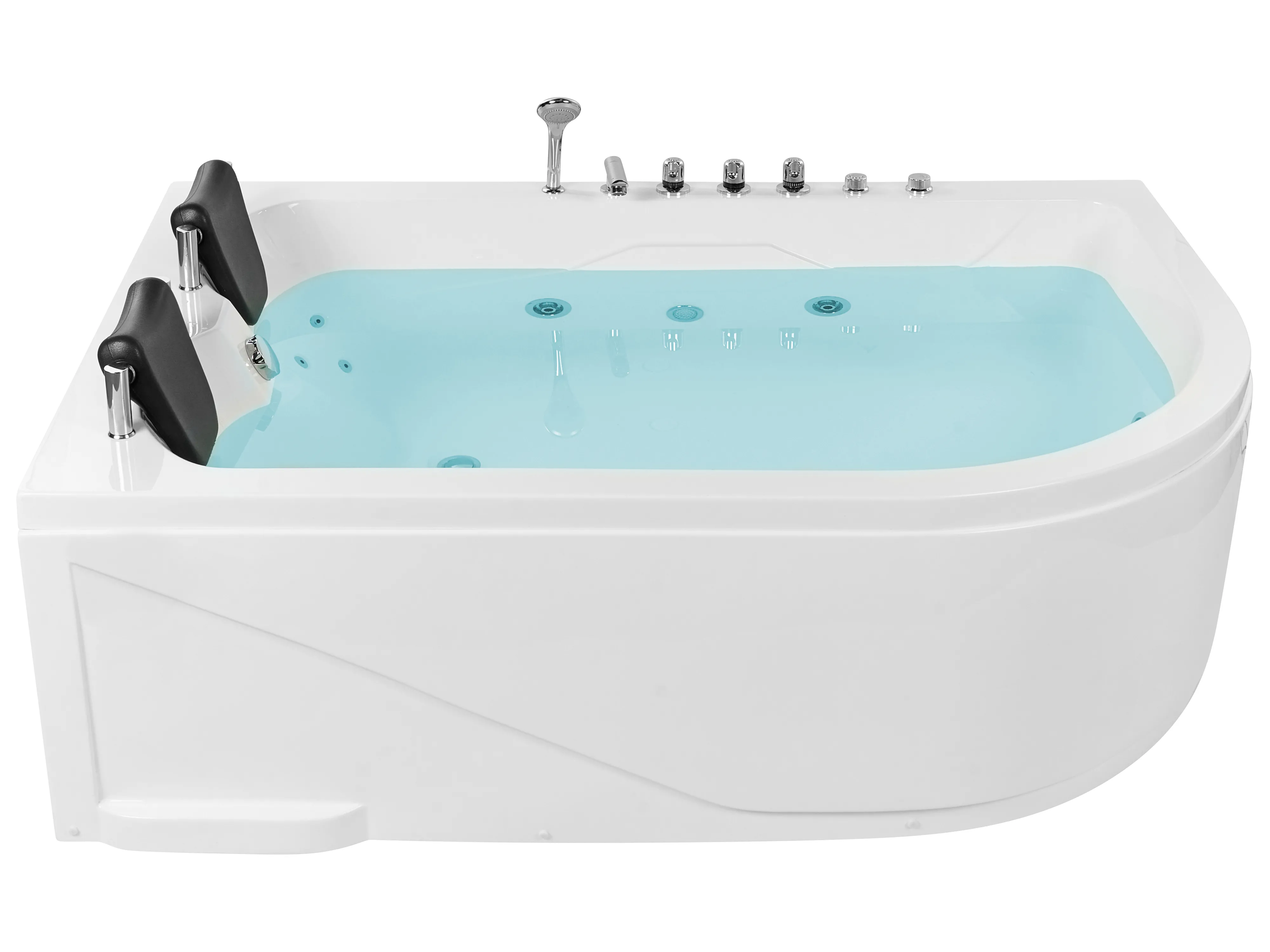 Hoek bubbelbad met LED CALAMA rechtszijdig 180 x 120 cm Wit