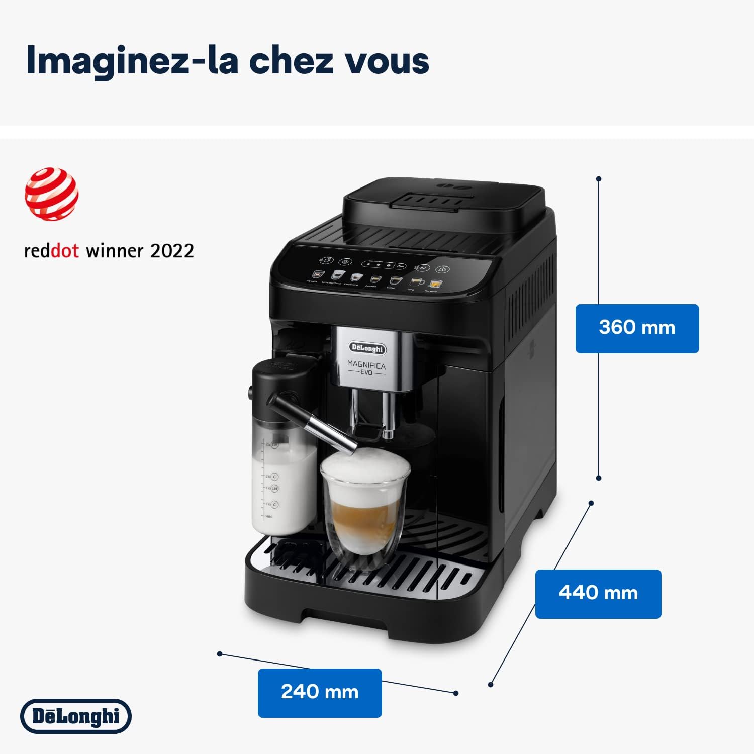 De'Longhi Magnifica Evo Machine a Café Grain ECAM292.81.B, Machine Expresso et Cappucino, 1.8L, 1450W, Noir