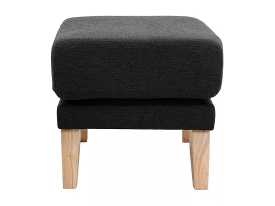 Pouf repose-pieds déhoussable scandinave en tissu gris foncé et bois clair OSLO
