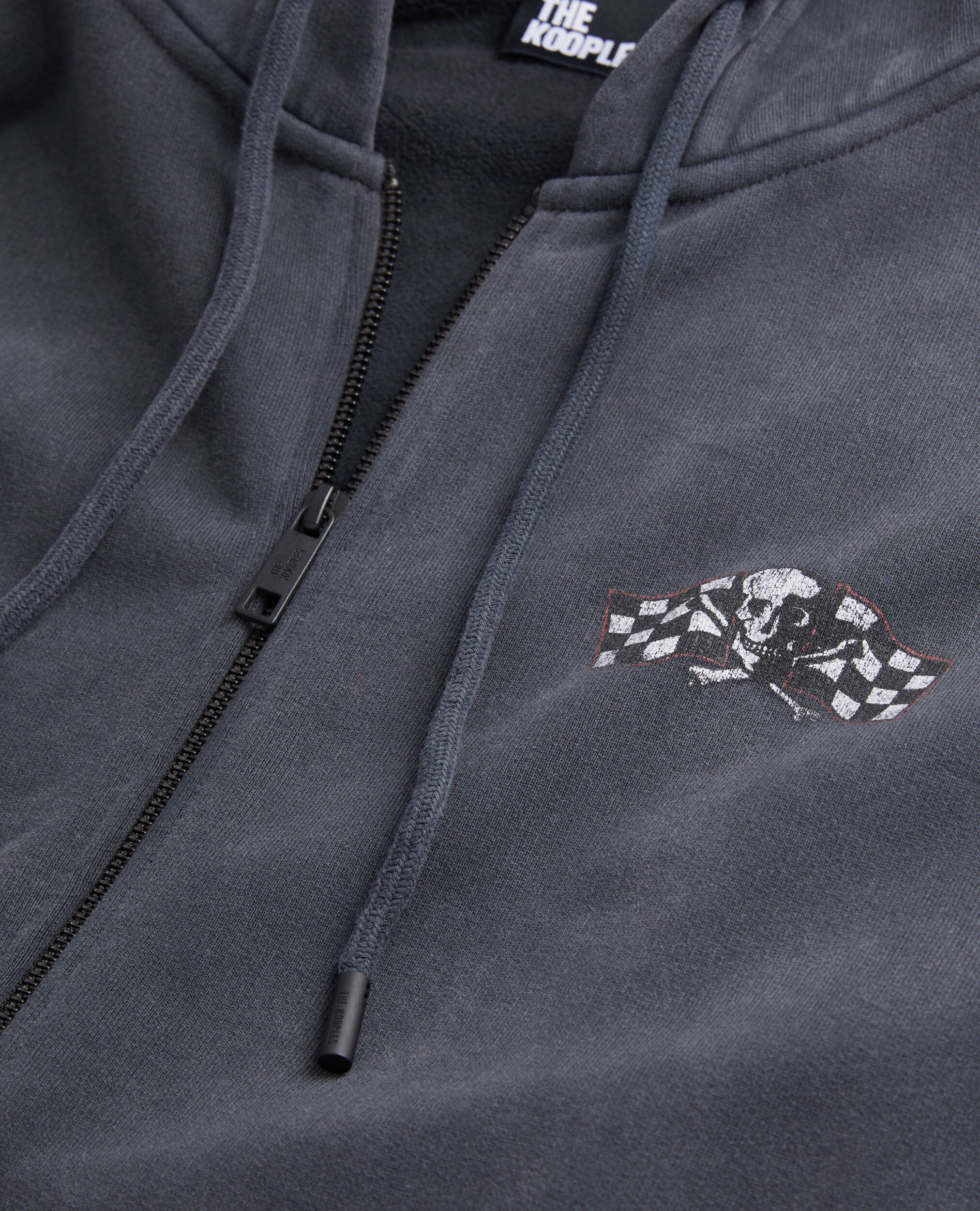 Sweatshirt à capuche noir avec sérigraphie Racing skull