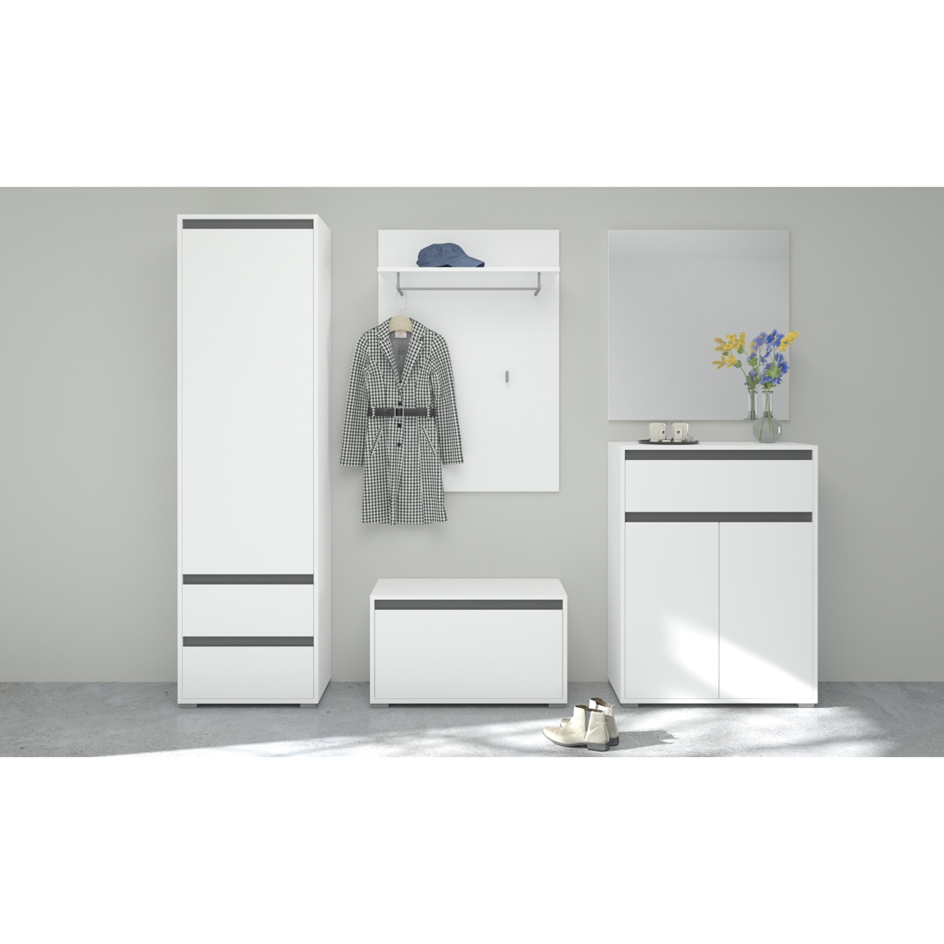 Garderobenschrank TORINO - weiß - 54 cm