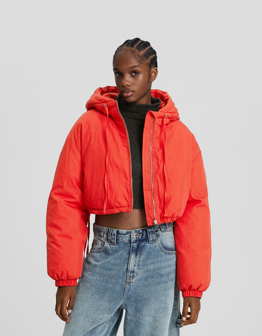 Jaqueta puffer com capuz