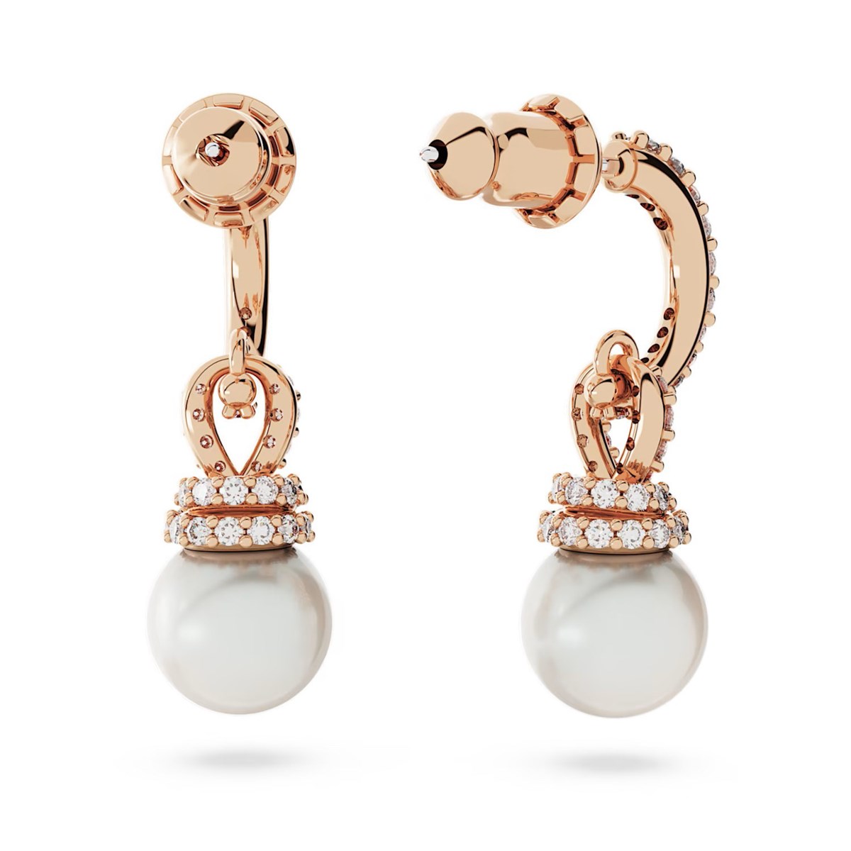 Pendants d'oreilles Swarovski Originally doré roseet perle de Swarovski