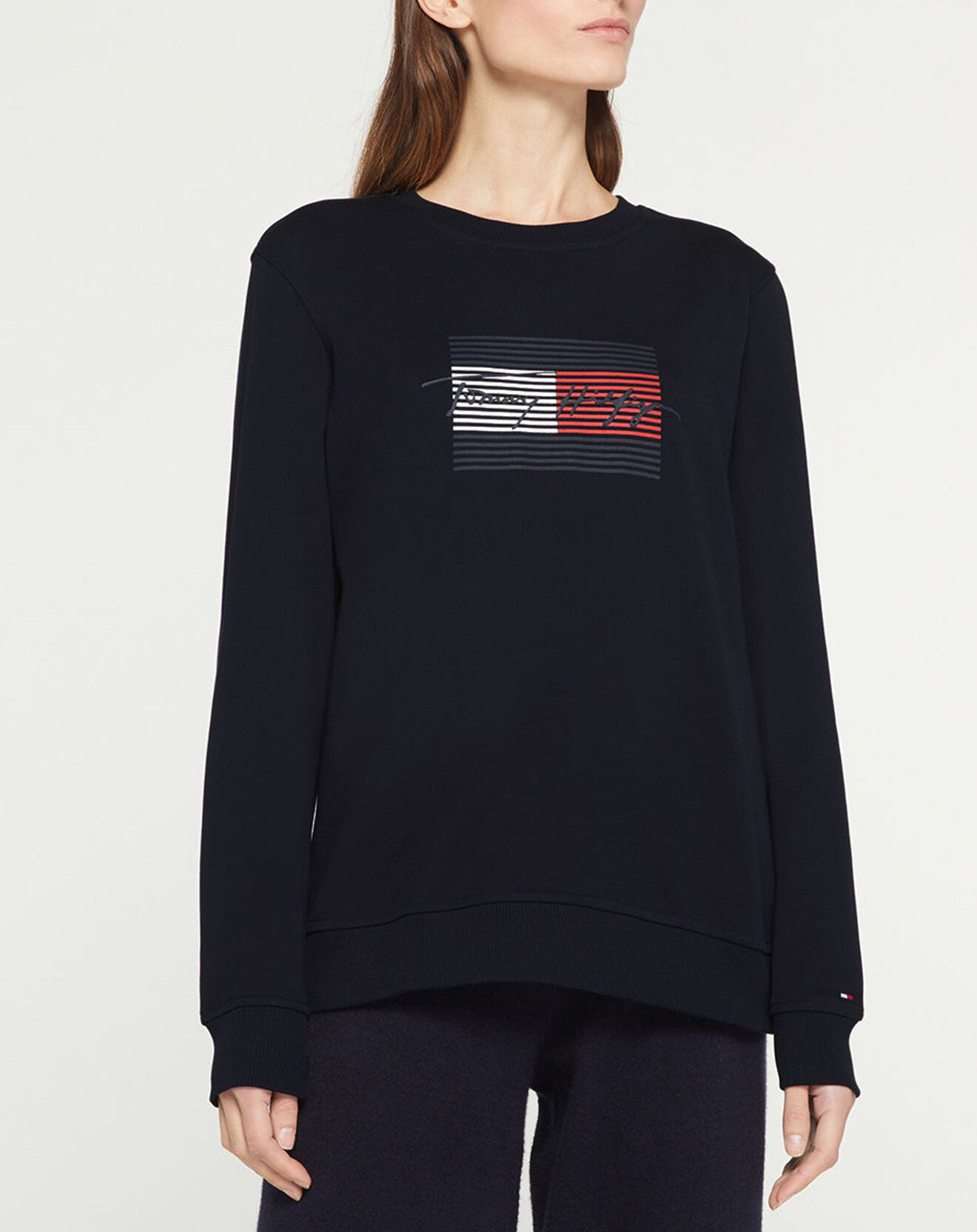 Tommy Hilfiger Sweat 100% Coton Bio  Flag bleu marine