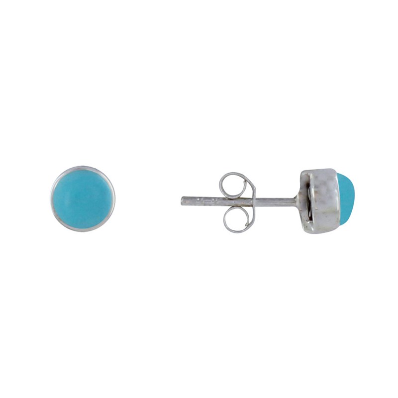 Boucles d'Oreilles Clous Argent Demi Perle de Turquoise