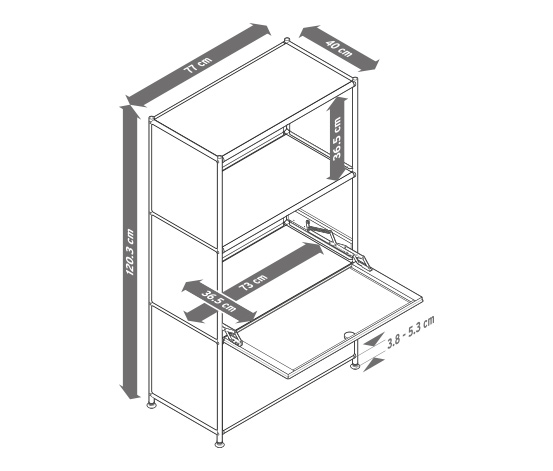 Kommode Metall »CN3« mit 2 Klappen