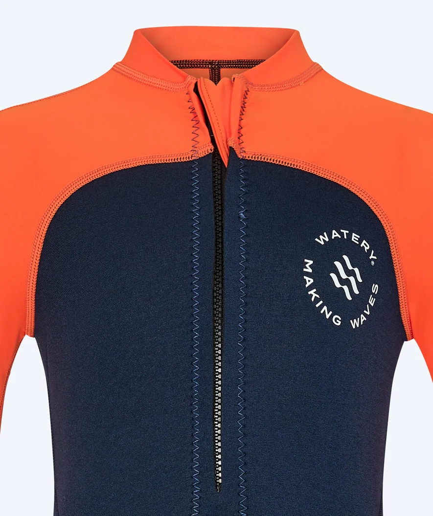 Watery UV våddragt til børn - Calypso Langærmet - Orange/blå
