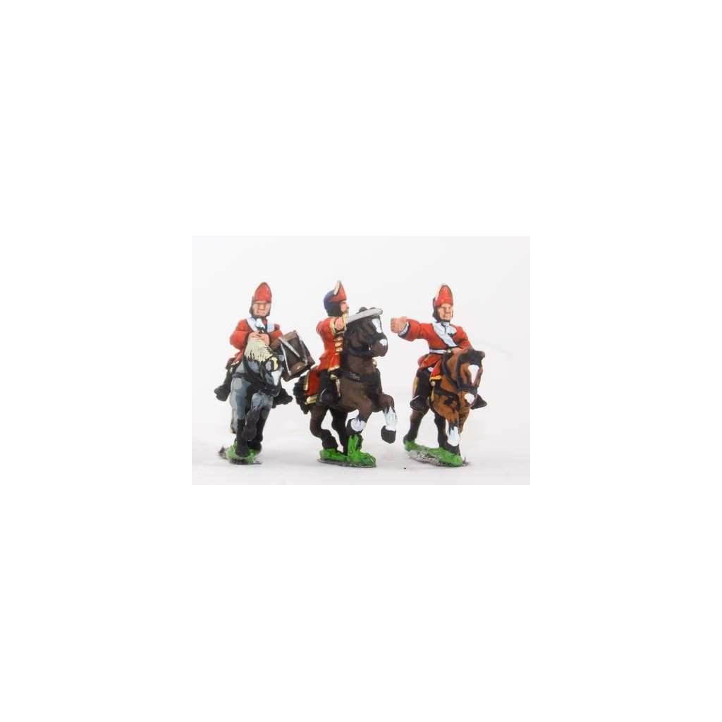 European Armies: Command: Mounted Grenadier Officer, Standard Bearer & Drummer (English)