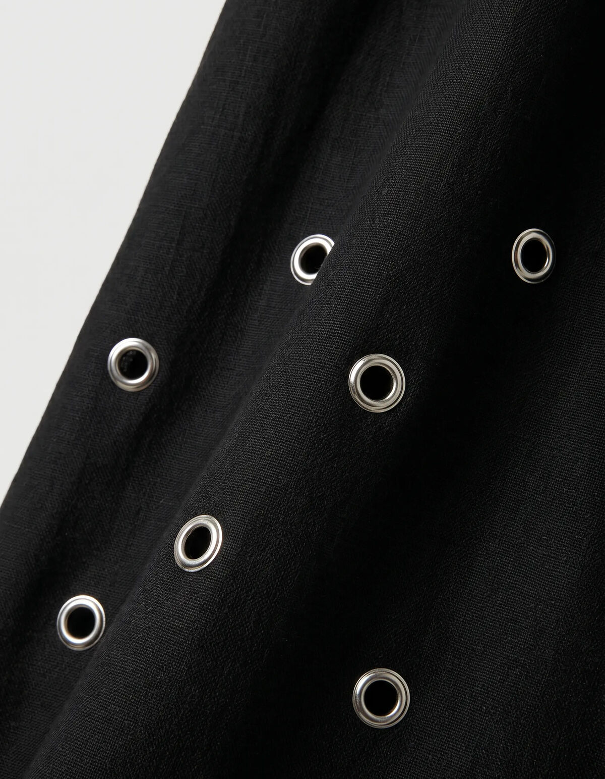 Linnen Eyelet Maxi Jurk Zwart