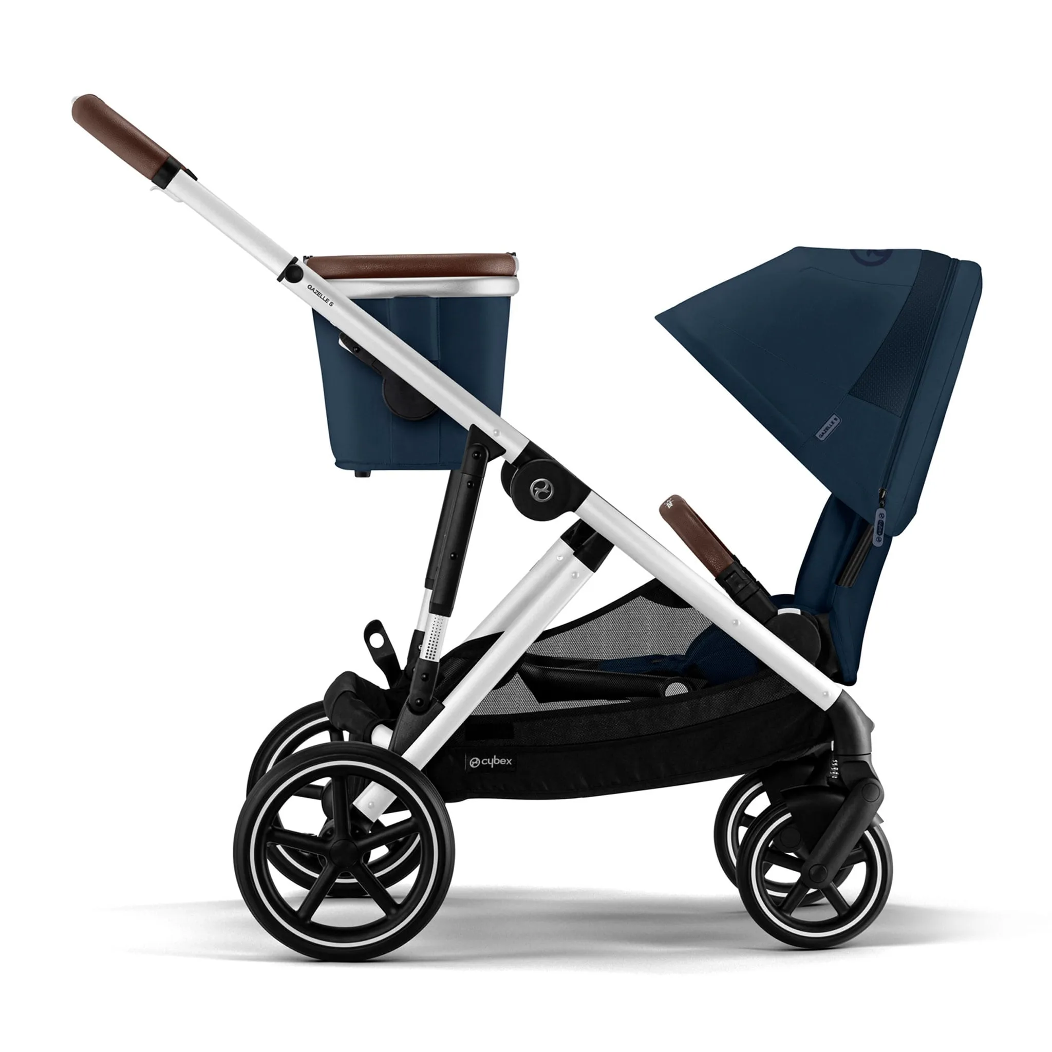 Cybex Poussette Double Gazelle S 2 – Châssis argent  Sièges Bleu Océan