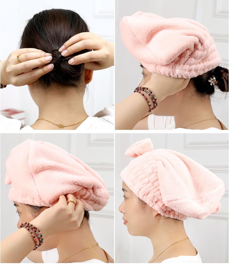 Eranso - Bow Coral Fleece Snel Droog Haarhanddoek