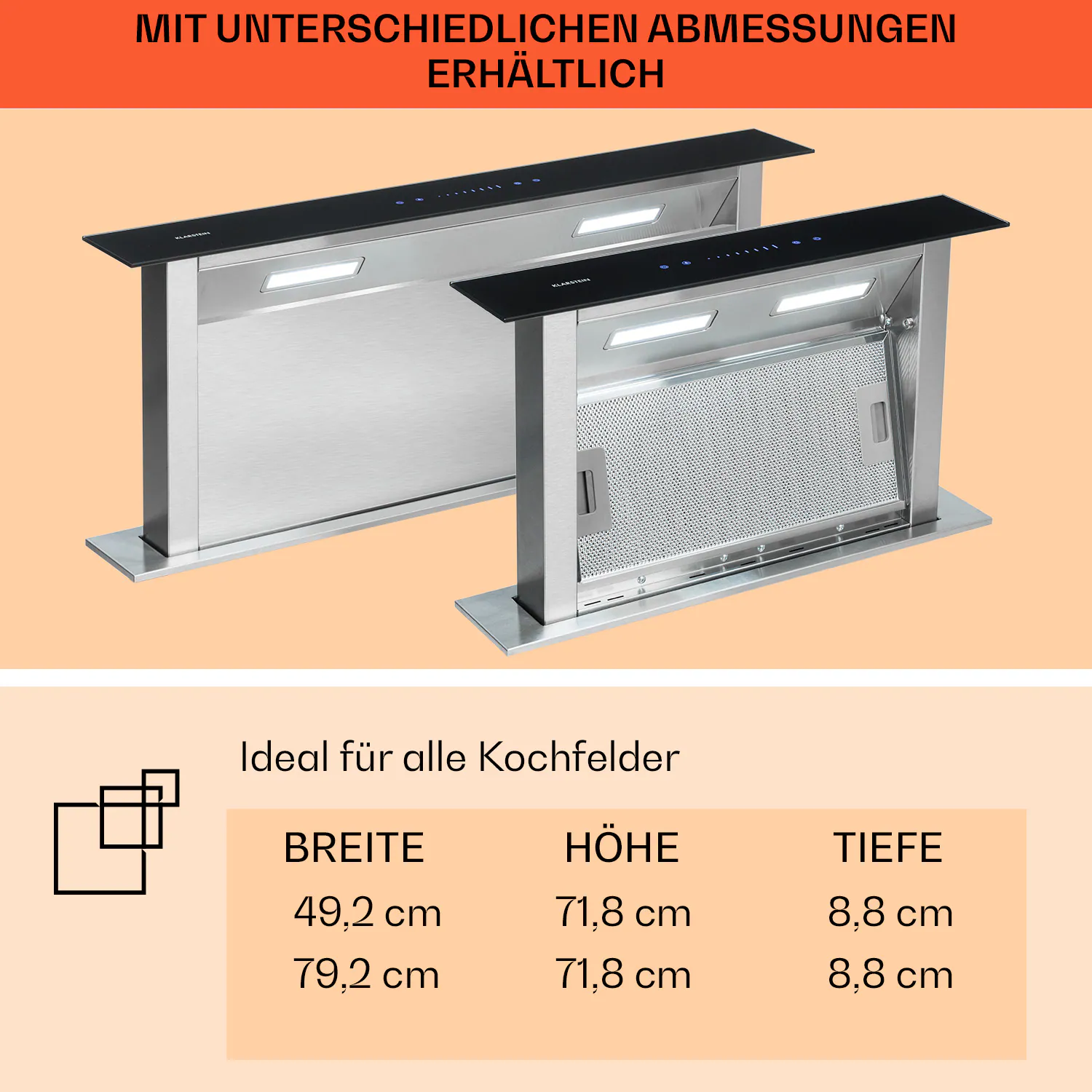 Royal Flush Downdraft Dunstabzugshaube 430 m³/h 60 cm