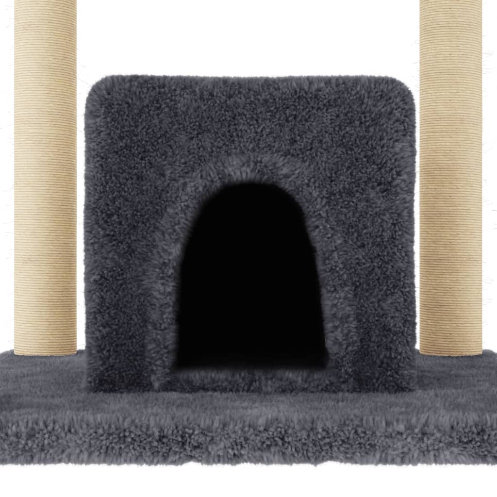 Arranhador para gatos vidaXL com hastes de sisal cinza escuro, 154 cm