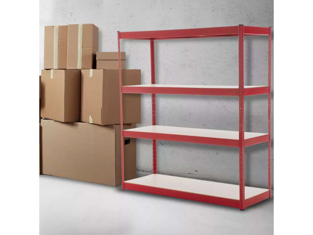 Étagère enfichable - Métal - 160 x 60 x 180cm - Rouge -