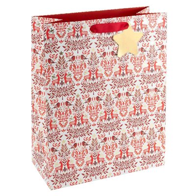 Scandi Red Trees Lrg Portrait Gift Bag