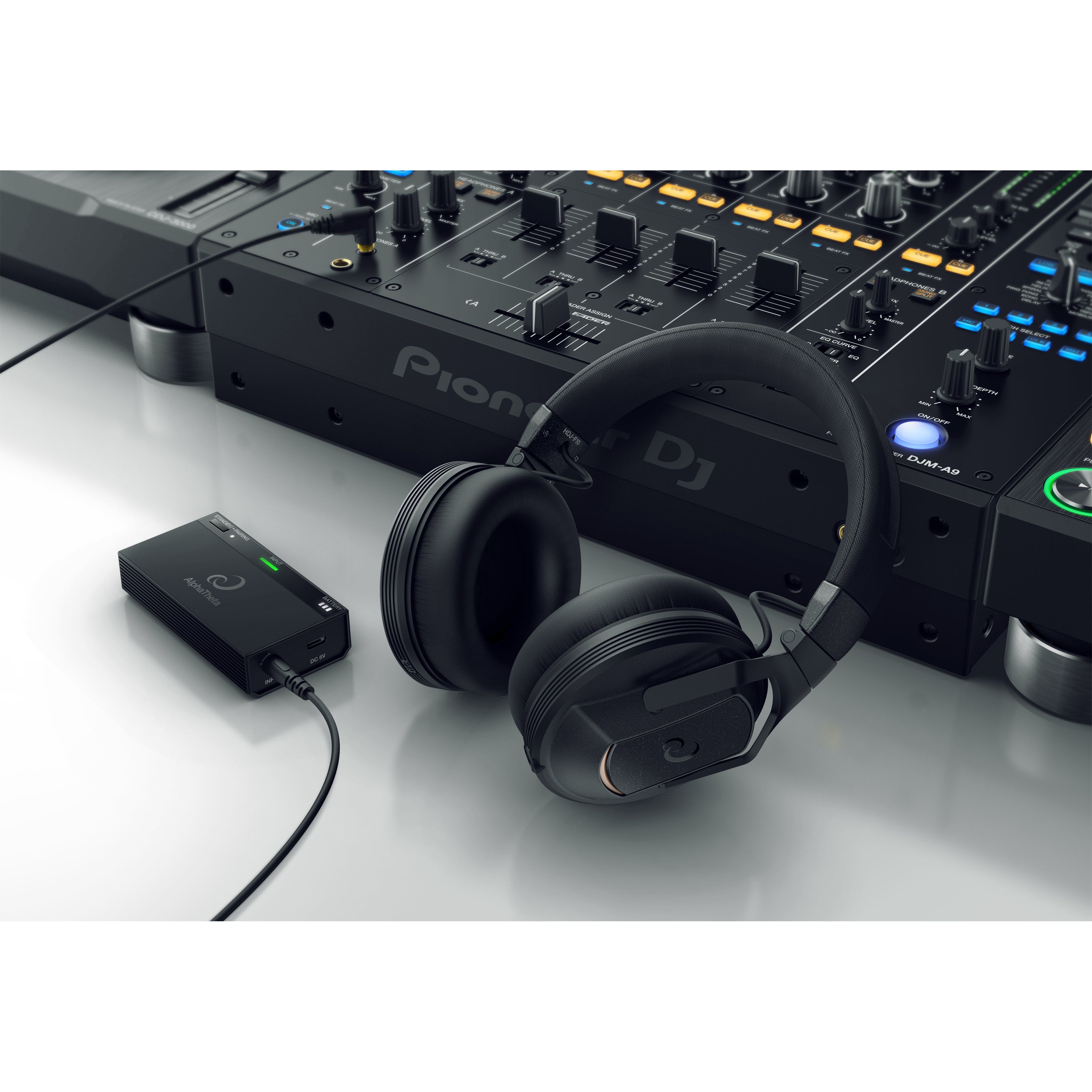 AlphaTheta HDJ-F10-TX professionele draadloze DJ hoofdtelefoon met zender