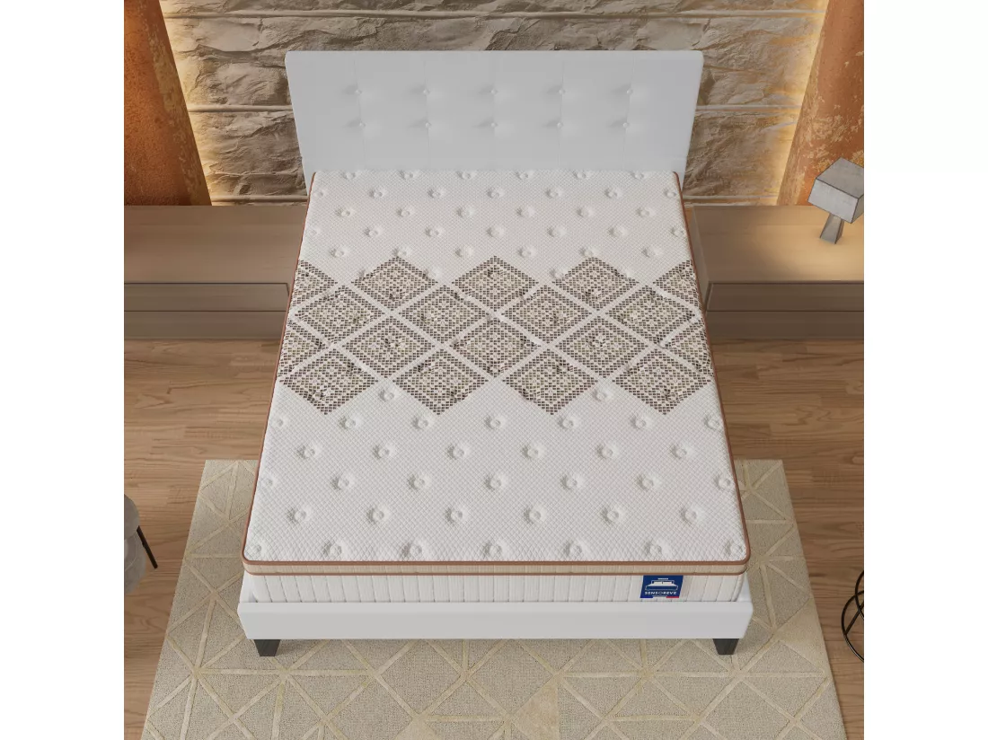 Ensemble Matelas + Lit Avec Tête De Lit 140x190 Cm, Errakis 28cm D’épaisseur Mousse Haute Densité