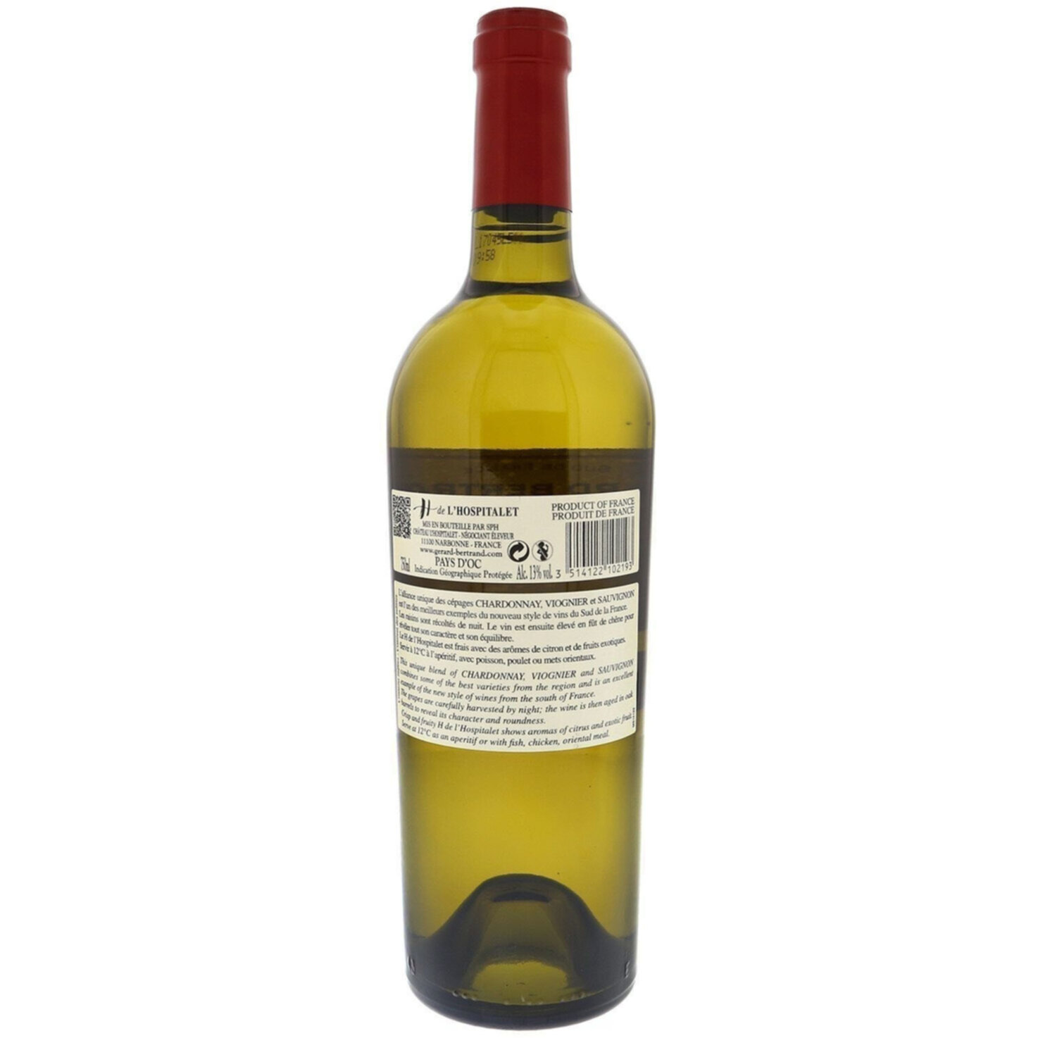 Pays d'Oc IGP Cuvée Blanc H de l'Hospitalet Gérard Bertrand -75cl