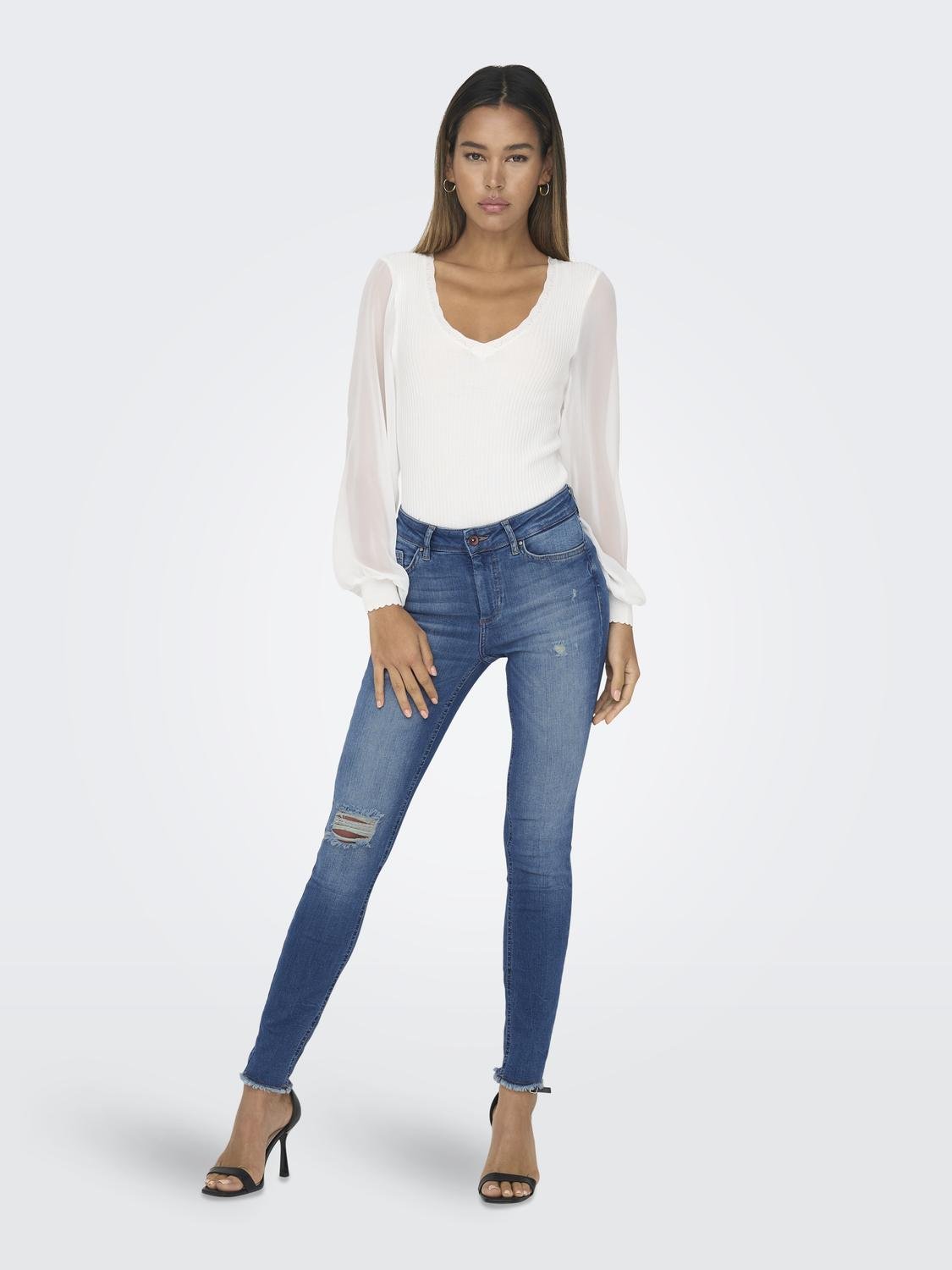 ONLBLUSH Mittlere Taille Skinny Fit Jeans Dark Medium Blue Denim