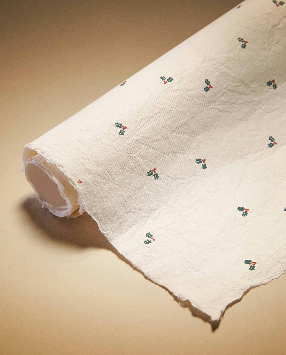 PAPEL DE EMBRULHO DE NATAL COM AZEVINHO