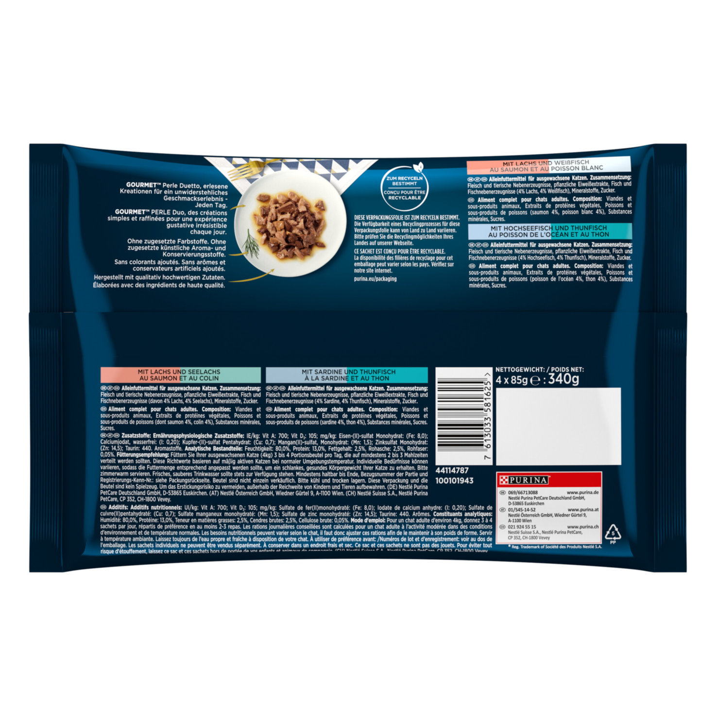 Gourmet Perle Katzenfutter in Sauce Duette Fisch assortiert 4x85g