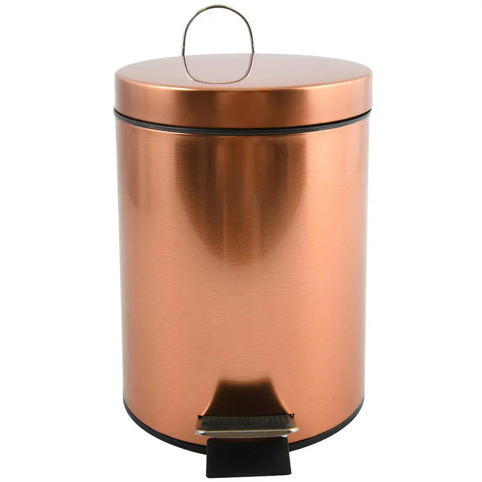 MSV badkamer/toilet pedaalemmer - koper kleurig - 3L - 17 x 25 cm