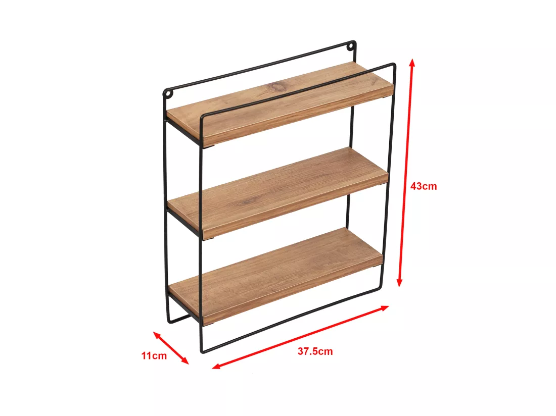 Étagère murale Skovbo à 3 niveaux 43 x 37,5 x 11 cm noir effet bois [en.casa]