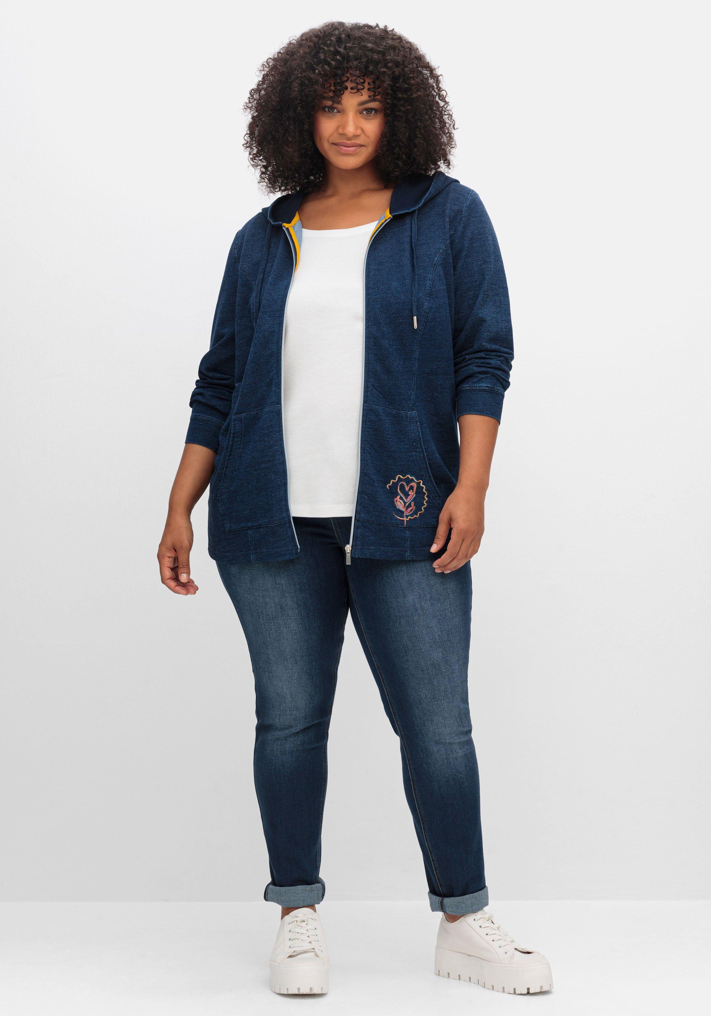 Sweatjacke mit Kapuze, im Denim-Look
