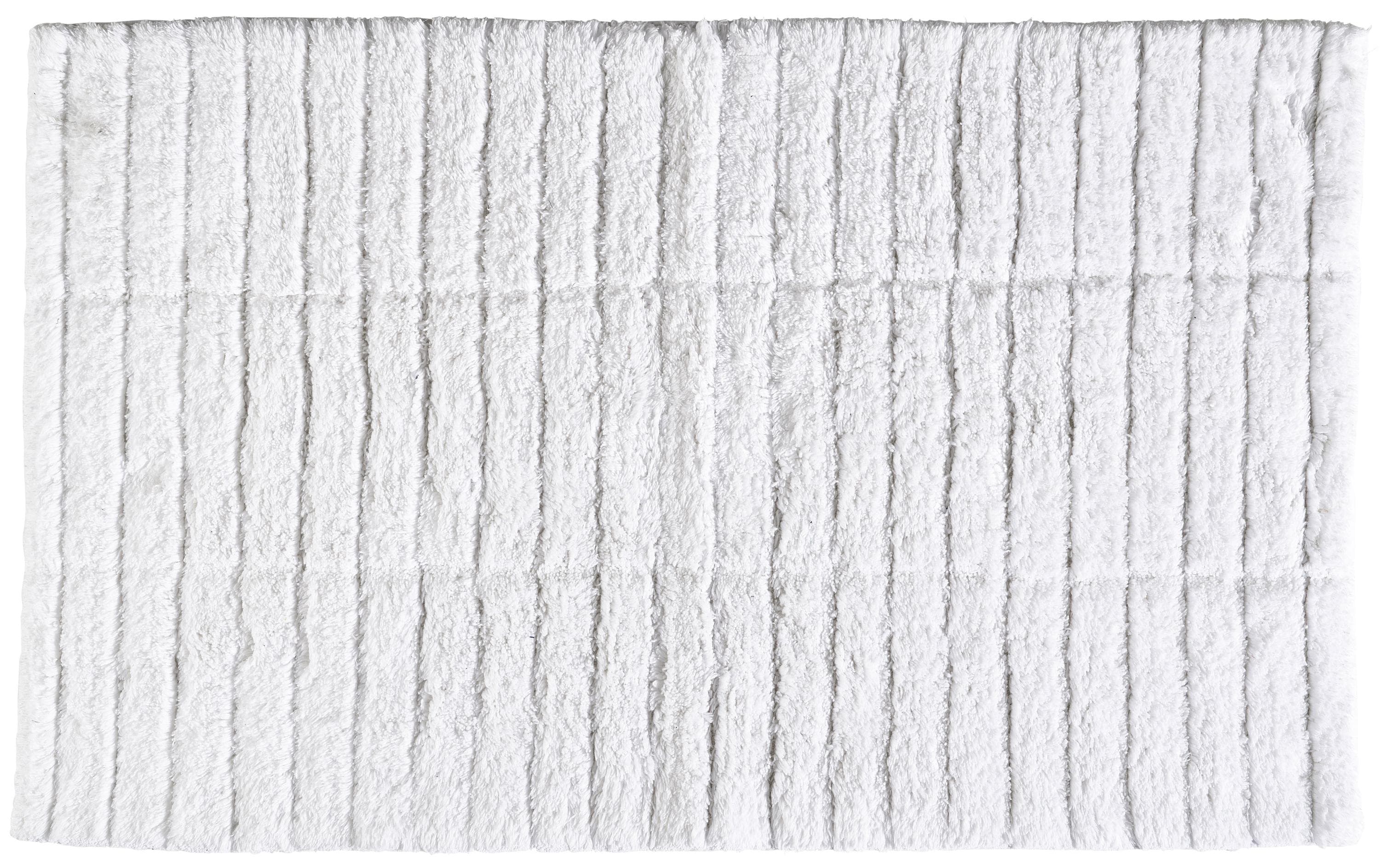 Badteppich Tiles 50 x 80 cm, WhiteRutschfester Duschteppich aus 100% Baumwolle