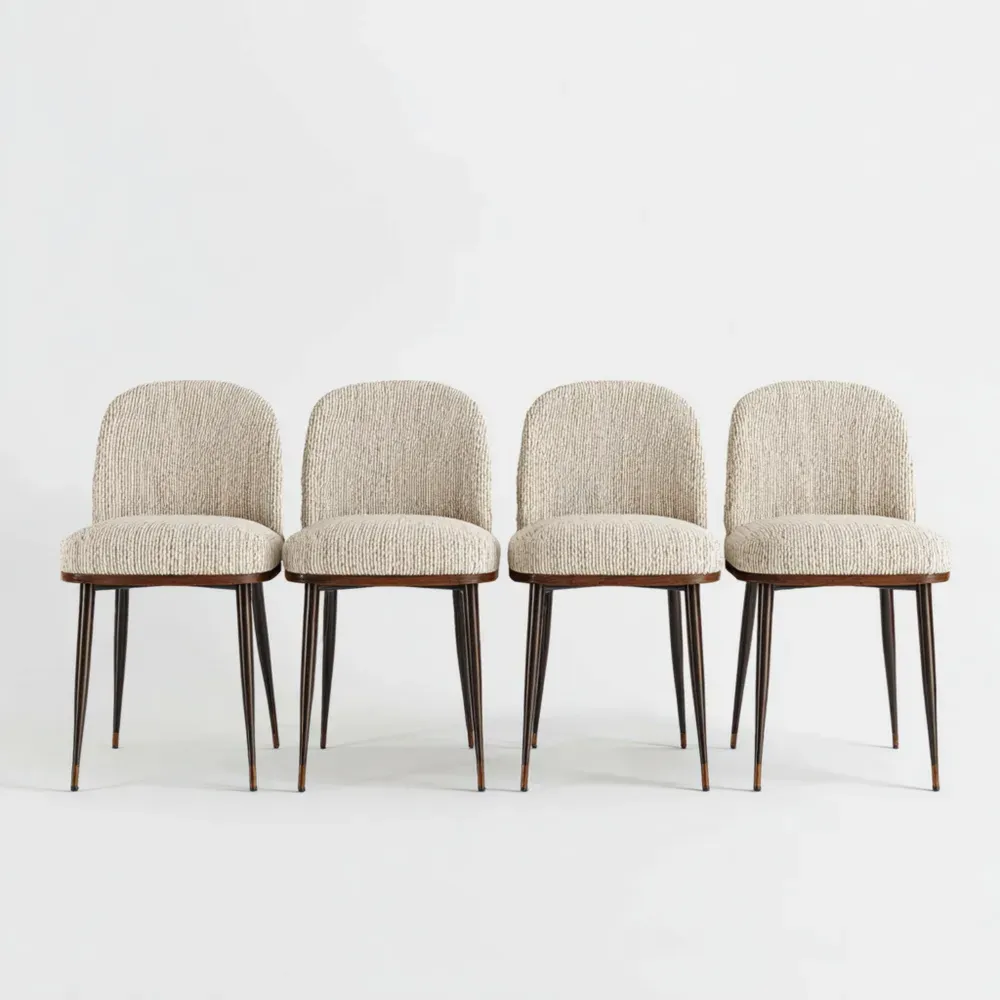 Esszimmerstühle Set 45x40x48 cm Stoffpolsterung 4 Stück – Creme – Moderner Stil