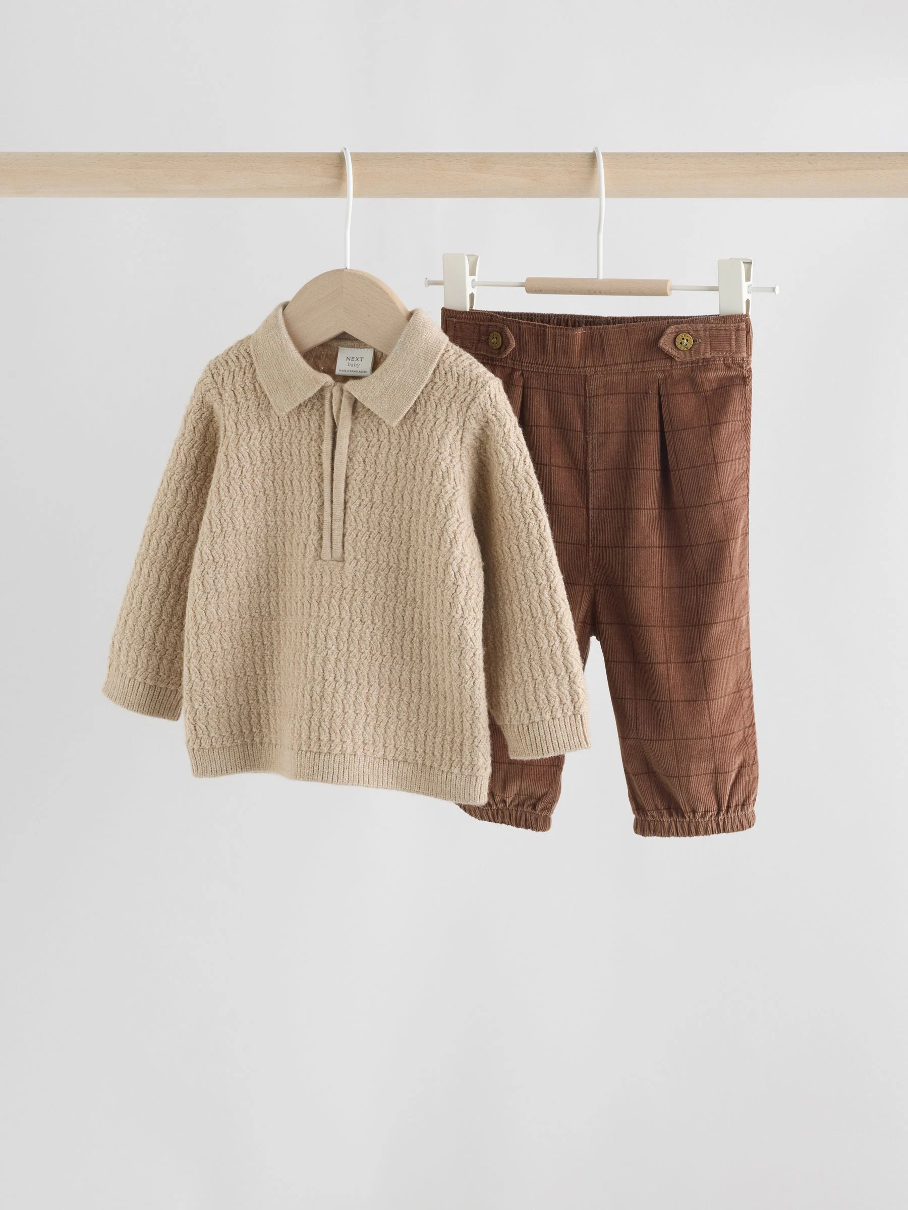 Neutraal - Babyset van gebreide top en broek (0mnd-2jr)