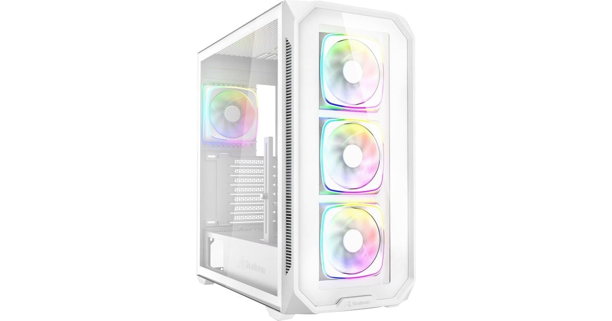 SharkoonAK5G RGB midi tower behuizing  (Wit | 2x USB-A | 1x USB-C | RGB | Tempered Glass)
