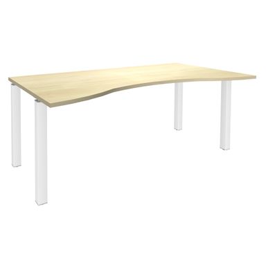 Bureau vague symétrique EXPRIM - L180 cm - Plateau imitation Erable - Pieds blanc