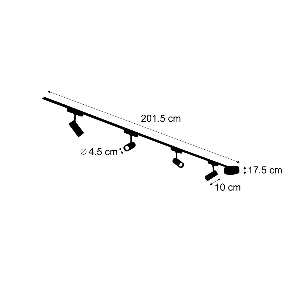 Modern railsysteem met 4 spots zwart 1-fase 200 cm - Magnetic Gert