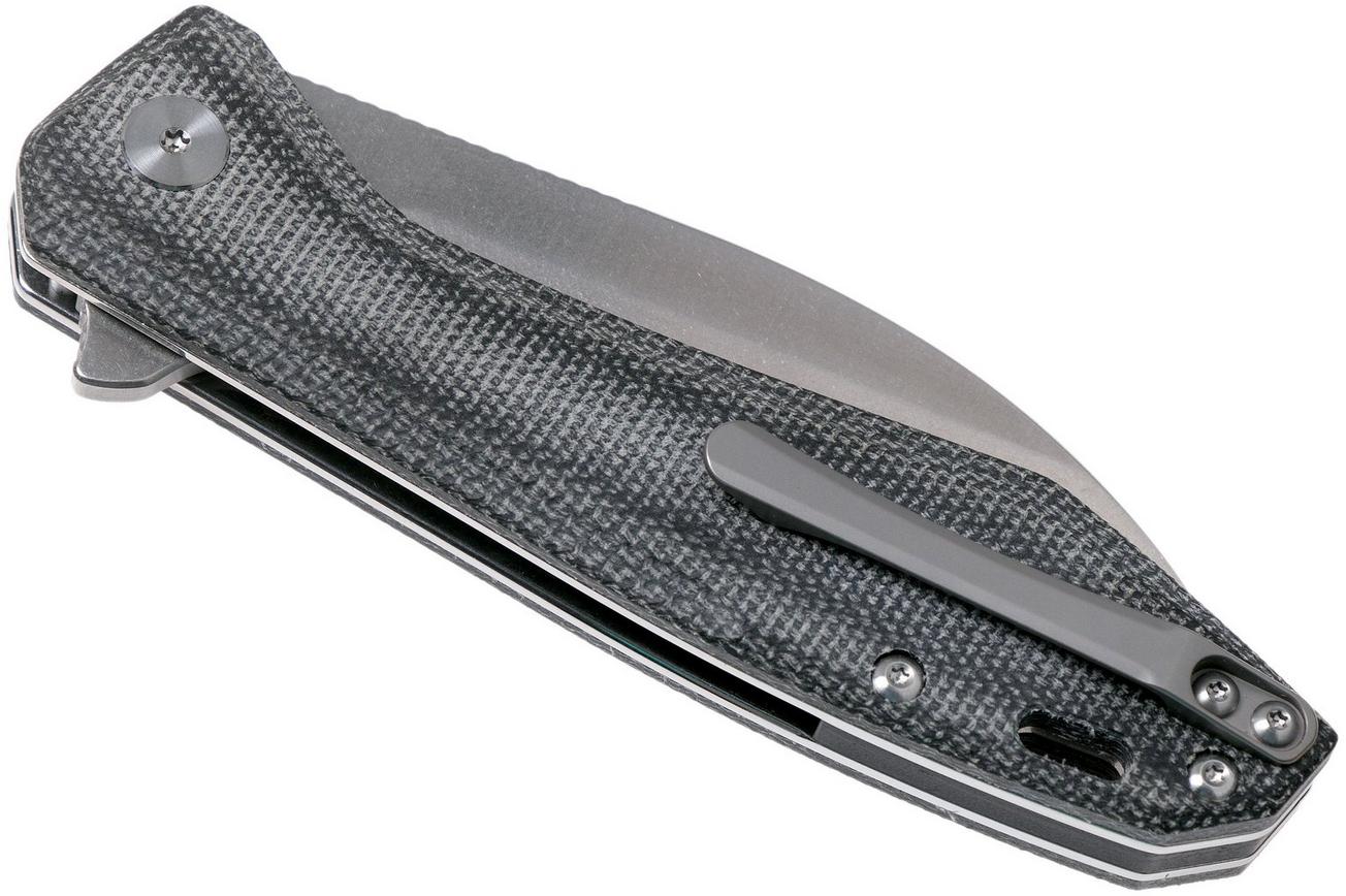 QSP Knife Pelican QS118-D1 Stonewash, Blue Micarta zakmes