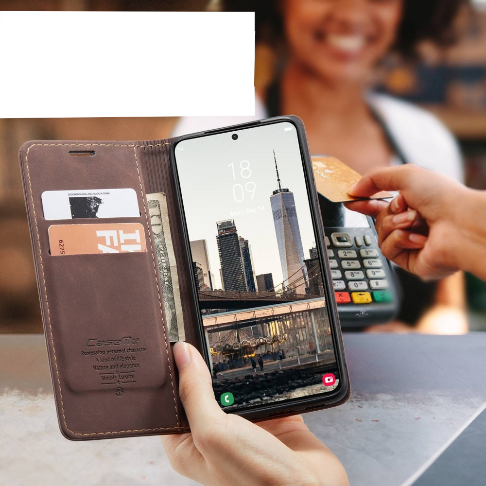 Samsung Galaxy S22 5G Leder Tasche Flip Wallet Etui mit Kartenfächern - Dunkelbraun