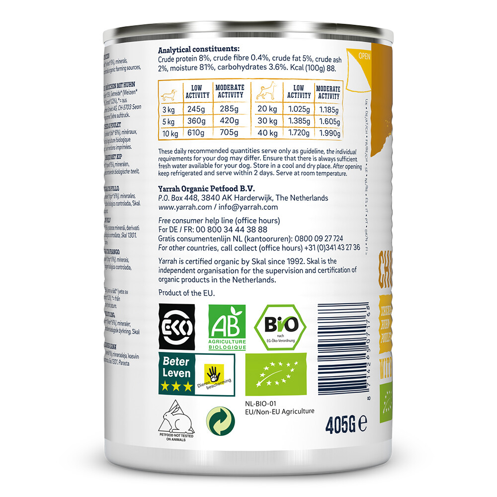 12x Yarrah Bio Hondenvoer Chunks Kip405 gr