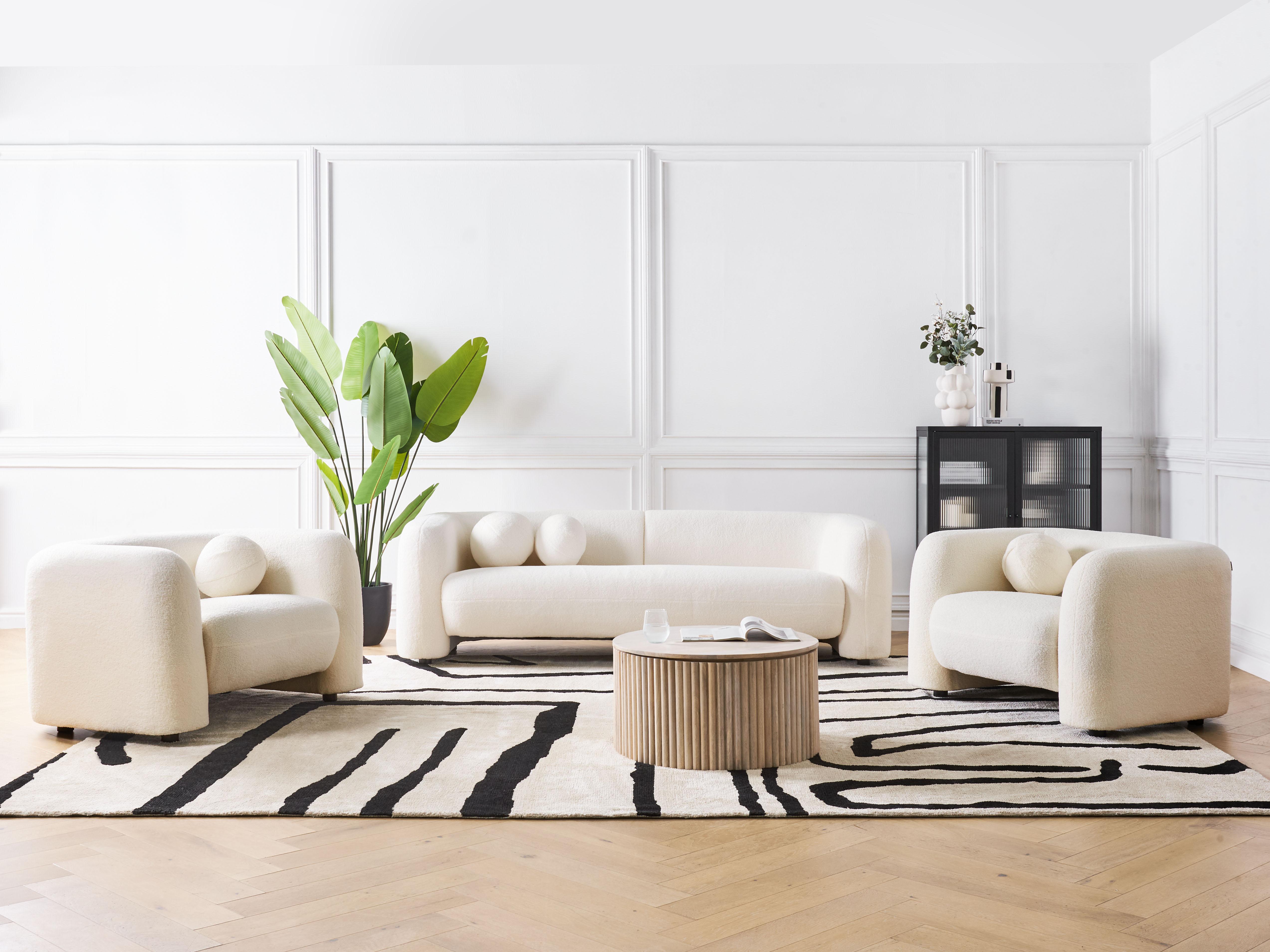 Fauteuil LEIREN Bouclé Wit