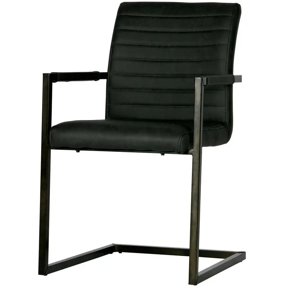 WOOOD Bas Eetkamerstoelen - Pu - Antraciet - Set van 2