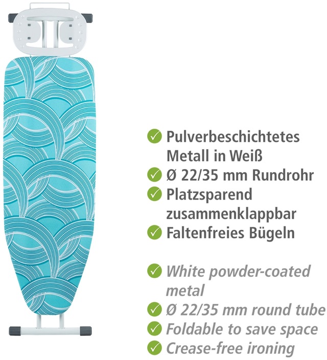 WENKO Bügelbrett »Modell Advance« Bügelfläche 120 cmx42 cm höhenverstellbarer Bügeltisch, platzsparend klappbar