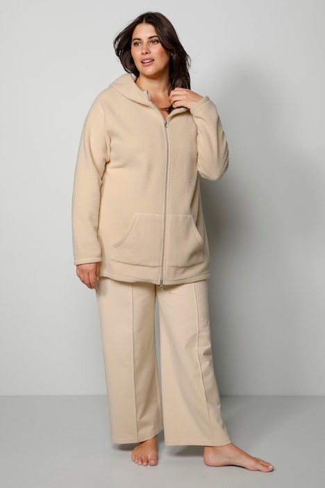 Fleece-Hoodiejacke, 2-Wege-Zipper, Kängurutasche, Langarm