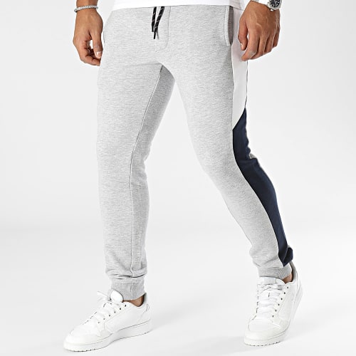 Pantalon Jogging A Bandes Twill Reid Blocking Gris Chiné