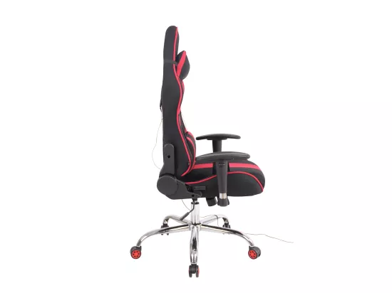 Chaise de bureau - Tissu & Métal chromé - Noir / Rouge - Limit XM