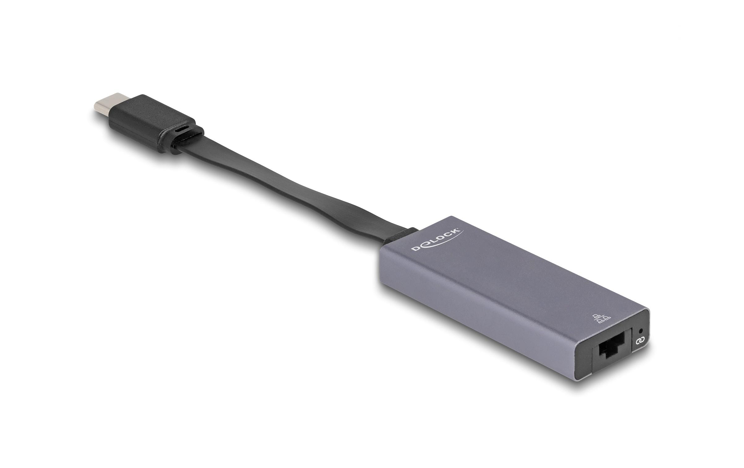 Netzwerk-Adapter USB Typ-C - RJ45, 2.5 GbpsDelock USB Type-C Adapter zu 2.5 Gigabit LAN slim