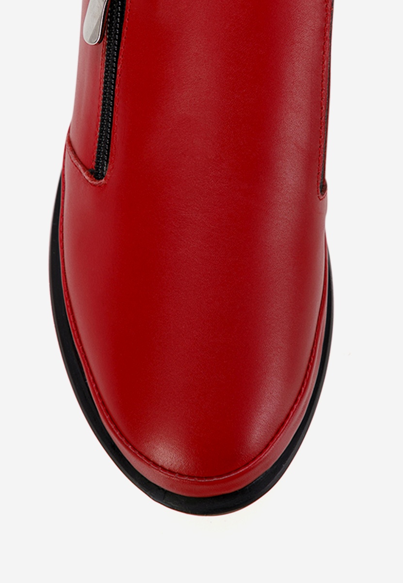 Chaussures casual femme en cuir rouges Vichy