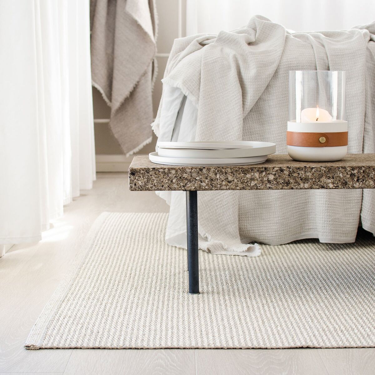 Gulvteppe Mono, 85 x 260 cm, linen/vanilla